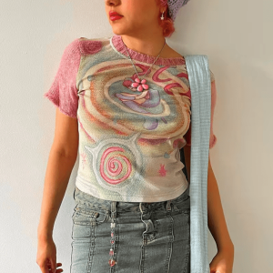 Y2K Fashion Psychedelic Pastel T-Shirt | Coquette & Acubi Style