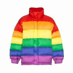 Y2K Fashion Puffy Rainbow Jacket - Coquette & Acubi Aesthetic Style