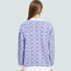 Y2K Fashion Purple Cardigan - Coquette Style with Cross Pattern Design