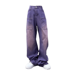 Y2K Fashion Purple Loose Jeans - Acubi Style Coquette Aesthetic