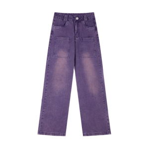 Y2K Fashion Purple Loose Jeans - Acubi Style Coquette Aesthetic