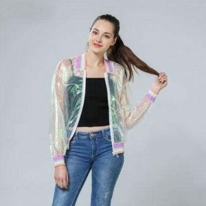 Y2K Fashion Rainbow Reflective Jacket - Coquette & Acubi Aesthetic Style