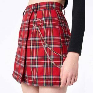 Y2K Fashion Red Checkered Skirt - Coquette Style Aesthetic Outfit