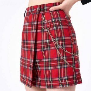 Y2K Fashion Red Checkered Skirt - Coquette Style Aesthetic Outfit