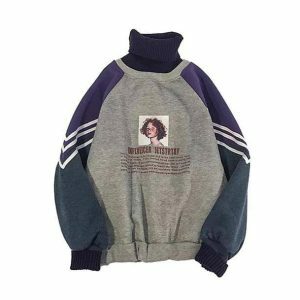 Y2K Fashion Retro High Neck Sweatshirt - Coquette & Acubi Style