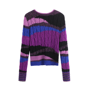 Y2K Fashion Round Neck Purple Flow Sweater - Coquette & Acubi Style