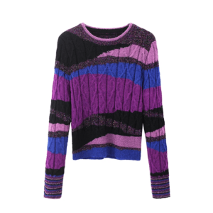 Y2K Fashion Round Neck Purple Flow Sweater - Coquette & Acubi Style