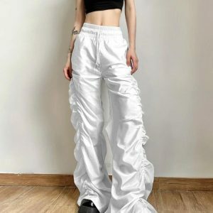 Y2K Fashion Ruched Parachute Pants - Coquette & Acubi Aesthetic Style