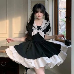 Y2K Fashion Sailor Collar Mini Dress - Coquette Style & Aesthetic Outfit