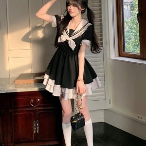 Y2K Fashion Sailor Collar Mini Dress - Coquette Style & Aesthetic Outfit