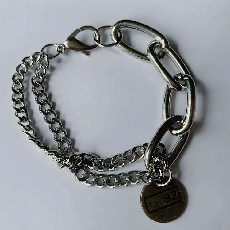 Y2K Fashion Silver Chain Bracelet - Coquette & Acubi Aesthetic Jewelry