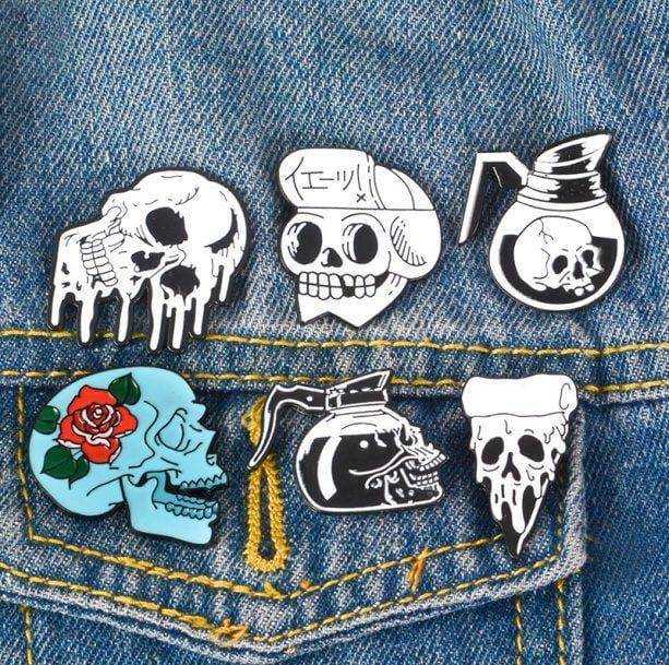 Y2K Fashion Skull and Bones Pins - Dark Coquette Aesthetic Accessories