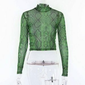 Y2K Fashion Snake Skin Top - Dark Coquette & Acubi Aesthetic Style