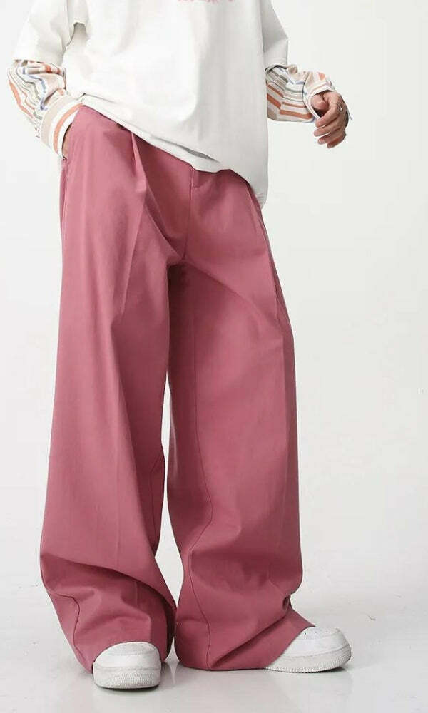 Y2K Fashion Soft Boy High Waist Baggy Pants - Coquette Aesthetic Style