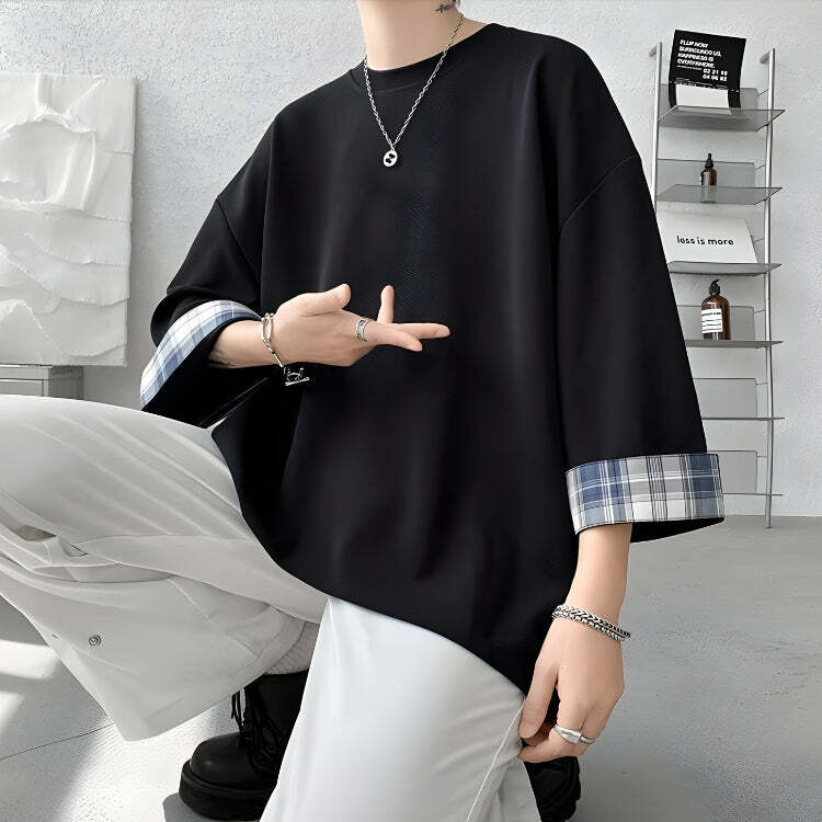 Y2K Fashion Soft Boy Oversized Tee with Detailed Design - Aesthetic Style