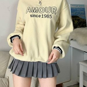 Y2K Fashion Soft Girl Amour Sweatshirt - Coquette Aesthetic Style