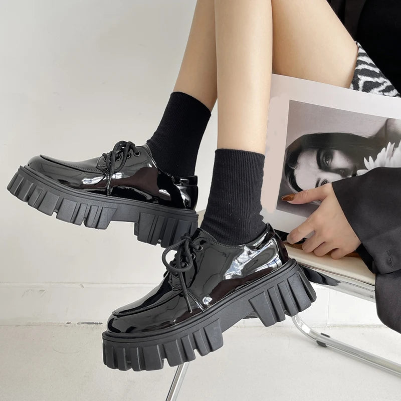 Y2K Fashion Soft Grunge Chunky Platform Oxford Shoes for Aesthetic Outfits