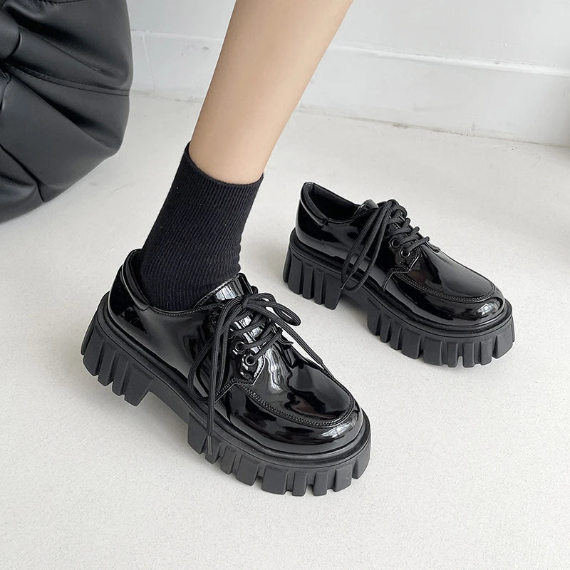 Y2K Fashion Soft Grunge Chunky Platform Oxford Shoes for Aesthetic Outfits