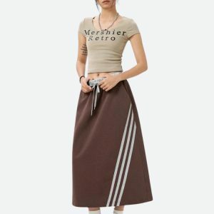 Y2K Fashion Sport Midi Skirt - Coquette Style with Bubble Skirt Flair