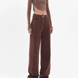 Y2K Fashion Star Pockets Wide Leg Jeans - Coquette & Acubi Style