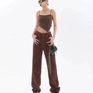 Y2K Fashion Star Pockets Wide Leg Jeans - Coquette & Acubi Style