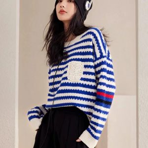 Y2K Fashion Striped Knitted Sweater - Coquette & Acubi Style Essential