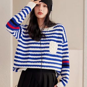 Y2K Fashion Striped Knitted Sweater - Coquette & Acubi Style Essential