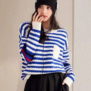 Y2K Fashion Striped Knitted Sweater - Coquette & Acubi Style Essential