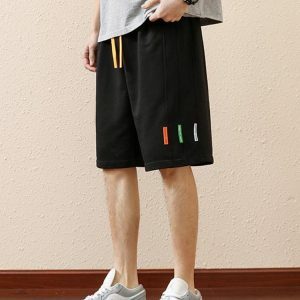 Y2K Fashion Striped Sweatshorts - Coquette Style with Colored Laces