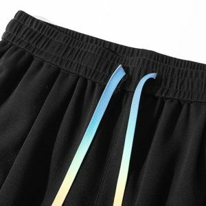 Y2K Fashion Striped Sweatshorts - Coquette Style with Colored Laces