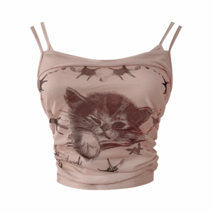 Y2K Fashion Sweet Kitty Crop Top - Coquette Style Aesthetic Top