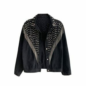 Y2K Fashion Tassel Black Jacket - Coquette Style for Aesthetic Outfits