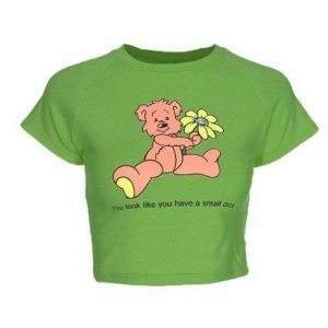 Y2K Fashion Teddy Bear Crop Top - Coquette Style Aesthetic Clothing