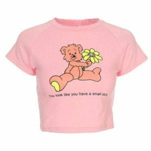 Y2K Fashion Teddy Bear Crop Top - Coquette Style Aesthetic Clothing