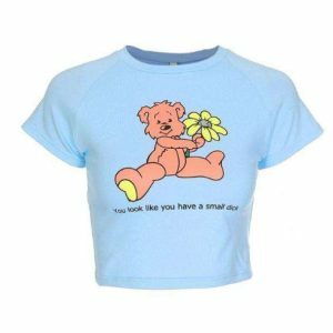 Y2K Fashion Teddy Bear Crop Top - Coquette Style Aesthetic Clothing