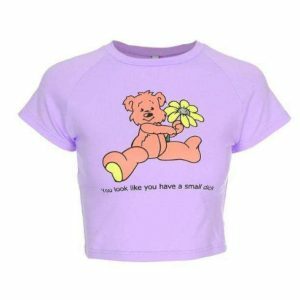 Y2K Fashion Teddy Bear Crop Top - Coquette Style Aesthetic Clothing