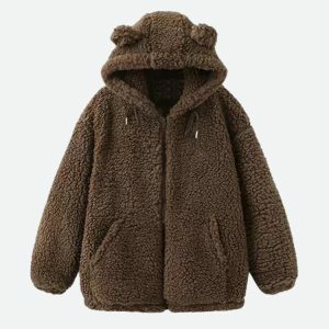 Y2K Fashion Teddy Bear Jacket - Coquette Style for Aesthetic Outfits