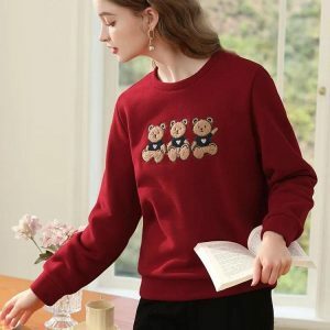 Y2K Fashion Teddy Bears Embroidered Sweatshirt - Coquette Aesthetic Style