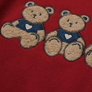 Y2K Fashion Teddy Bears Embroidered Sweatshirt - Coquette Aesthetic Style