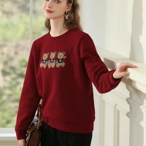 Y2K Fashion Teddy Bears Embroidered Sweatshirt - Coquette Aesthetic Style