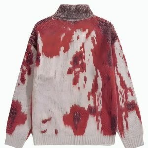 Y2K Fashion Tie Dye Turtle Neck Knitted Sweater - Coquette Aesthetic