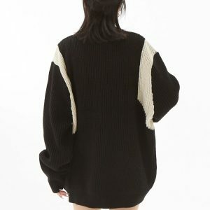 Y2K Fashion Turtleneck Zip-Up Loose Cardigan - Coquette & Acubi Style