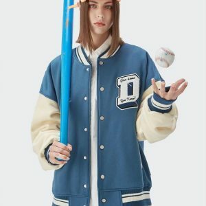 Y2K Fashion Varsity Jacket - Dark Coquette Style with Embroidered Details