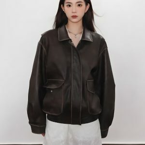 Y2K Fashion Vintage Faux Leather Jacket - Coquette & Acubi Style