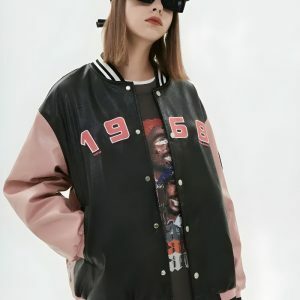 Y2K Fashion Vintage Grunge Varsity Jacket - Coquette & Acubi Style