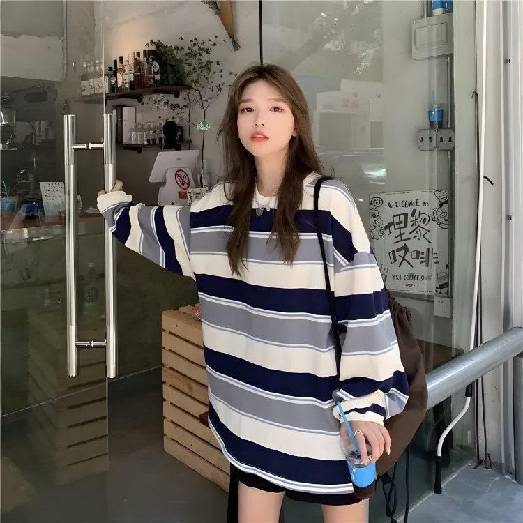 Y2K Fashion Vintage Striped Sweatshirt - Coquette & Acubi Style