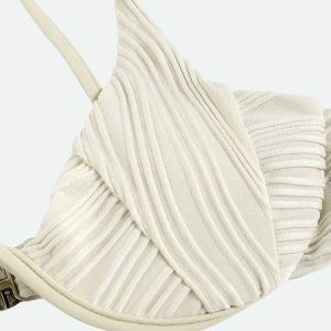 Y2K Fashion Wavy Striped Wired Cup Bikini Set - Coquette Aesthetic Swimwear