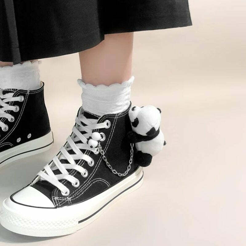 Y2K Fashion Weirdcore Panda Canvas Shoes - Aesthetic Coquette Style