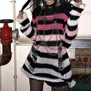 Y2K Fashion Weirdcore Sweater - Aesthetic Coquette Style Top