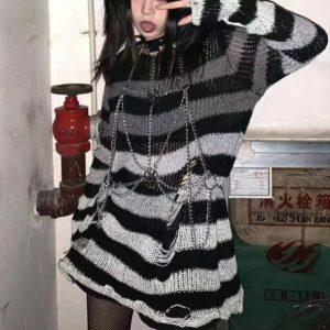 Y2K Fashion Weirdcore Sweater - Aesthetic Coquette Style Top